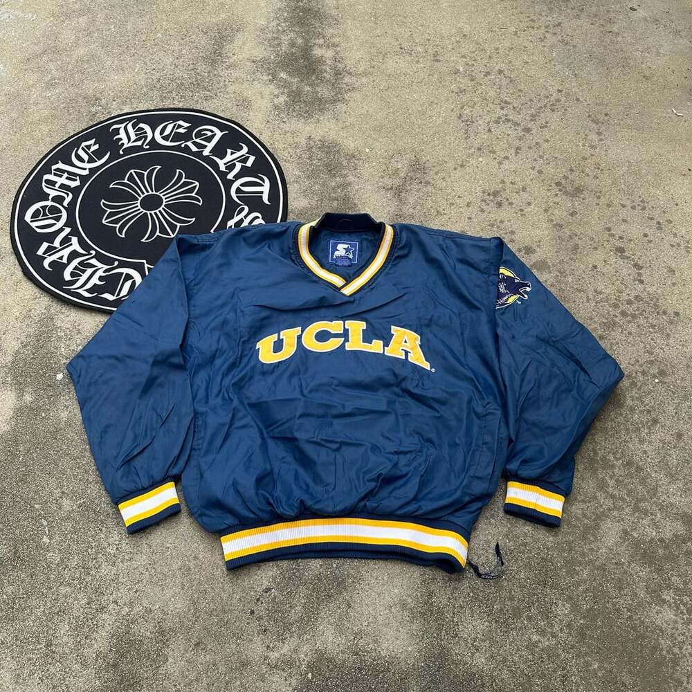 Vintage Starter UCLA Bruins V-Neck Pullover Windbreaker Jacket Size L Navy Blue